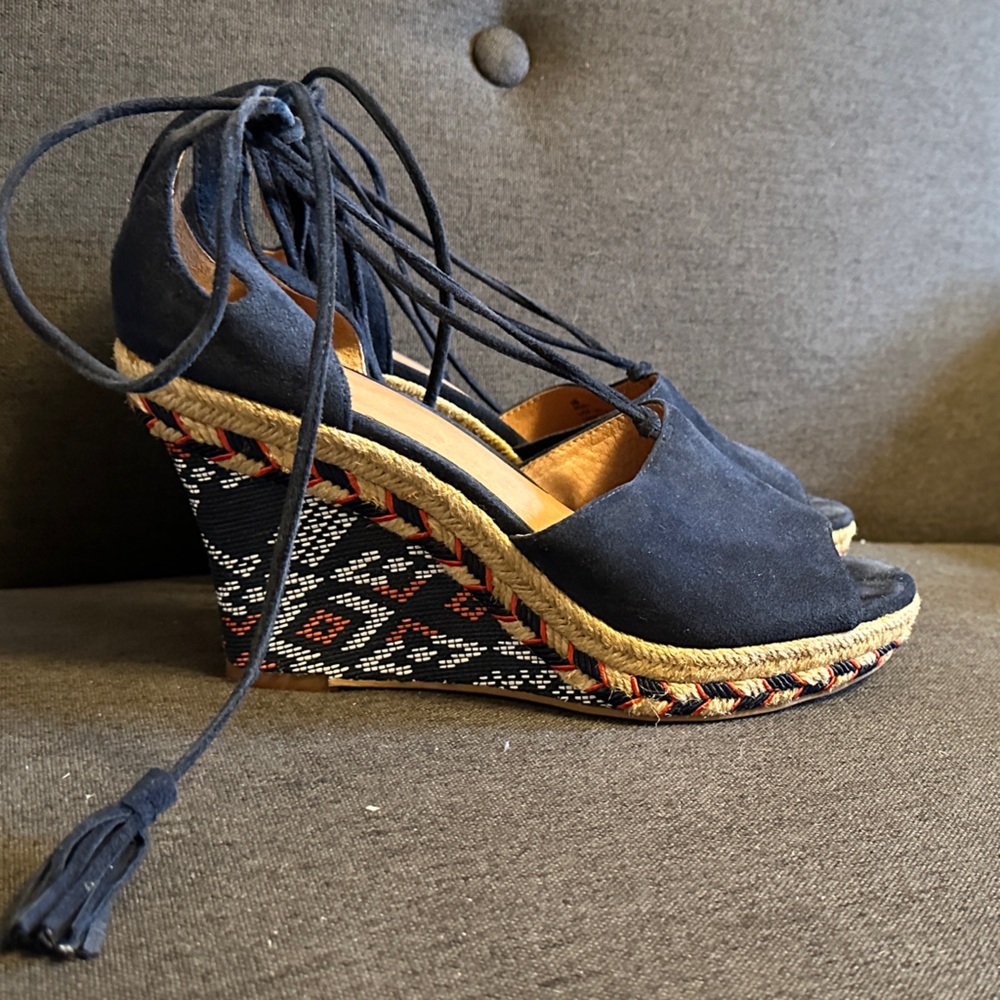 CAbi Black Espadrilles with Colorful Pattern